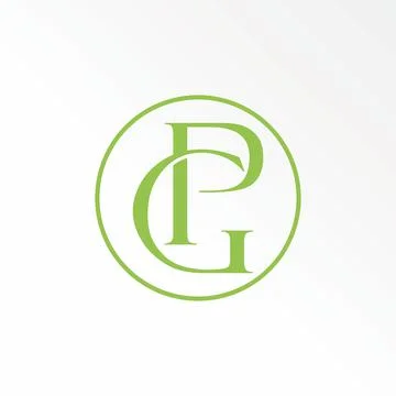 Unique letter or word PG or GP serif font with connected or merging Illustrazione stock