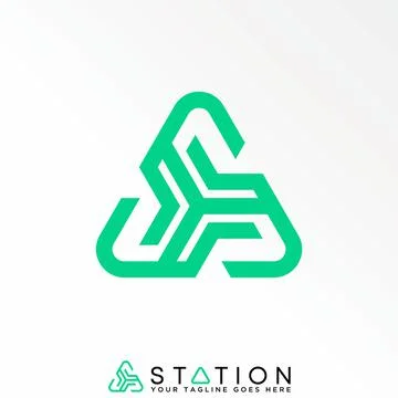 Unique letter or word S line font in triangle graphic design Stock Illustration