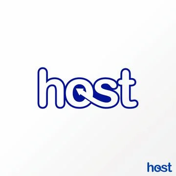 Unique letter or writing HOST sans serif line out font with arrow back or turn Stock Illustration