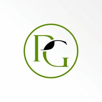 Unique letter PG or GP serif font with connected or merging in circle line Stock Illustration