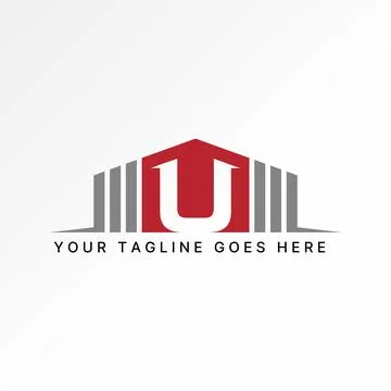 Unique line front storeage warehouse building indutries factory shop stock Illustrazione stock