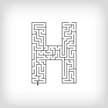 Unique linear letter H maze puzzle. Stock Illustration