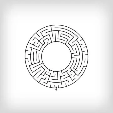 Unique linear letter O maze puzzle. Stock Illustration