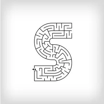 Unique linear letter S maze puzzle. Stock Illustration