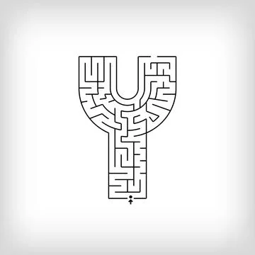 Unique linear letter Y maze puzzle. Stock Illustration