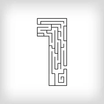 Unique linear number 1 maze puzzle. Stock Illustration