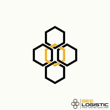 Unique lineout 5 hexagons like bee house. Related to animal or precision Stock Illustration