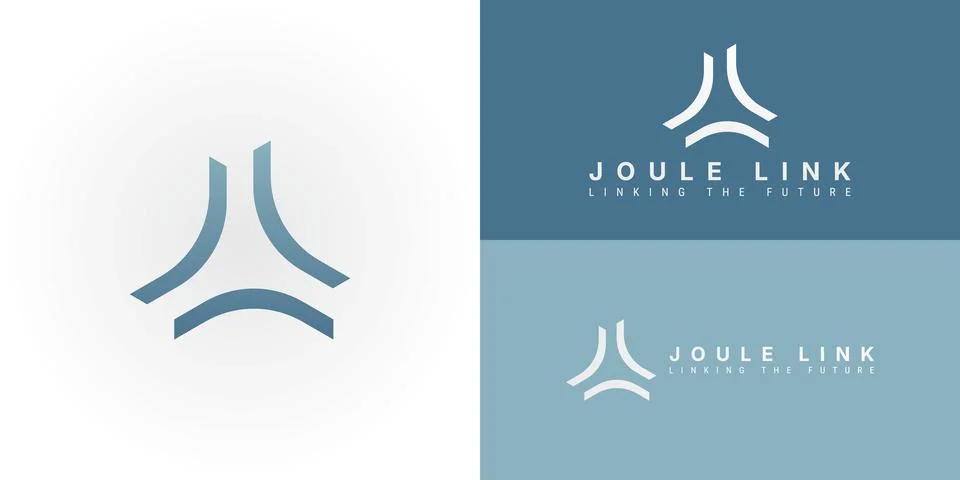 The unique logo consists of three converging curved shapes Stock Illustration