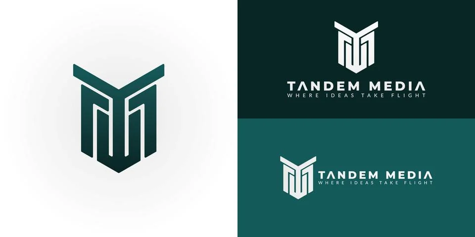 The unique logo design features the initials TM within a modern geometric crest Stock Illustration