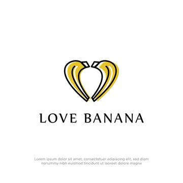 Unique logo of love banana vector, banana lovers healthy fruit logo design Stock Illustration