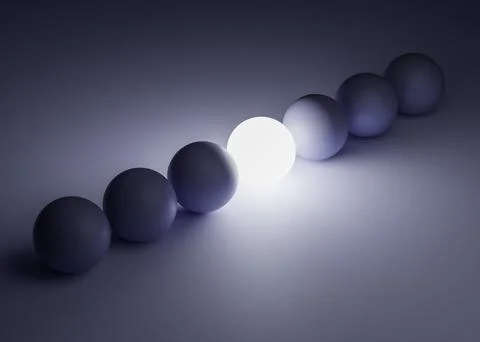 Unique luminous sphere standing out from the crowd Stock Photos