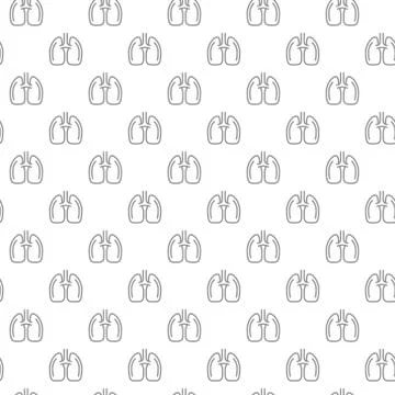 Unique lungs seamless pattern with various icons and symbols on white background Stock Illustration