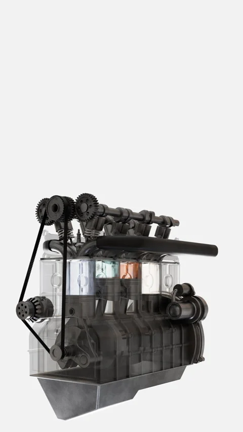 Unique mechanical model showcasing engine components Stock Footage 322542706