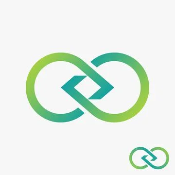 Unique meta or infinity sign with cut and bracket on side backwards Stock Illustration