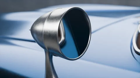 Unique metallic car mirror design showcasing craftsmanship sleek aesthetics Stock Footage 321958657