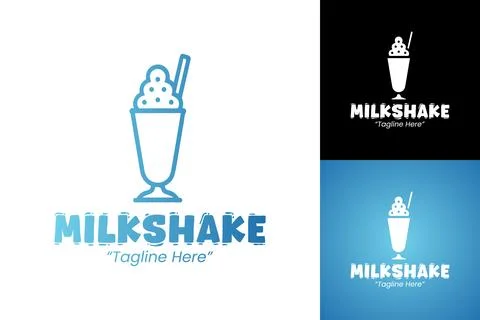 Unique Milkshake Logo Designs for Digital and Print Branding Stock Illustration