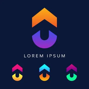 Unique Minimal Style colorful initial AU UA letter based logo Design Template Stock Illustration