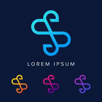 Unique Minimal Style colorful initial SS letter based logo Design Template Stock Illustration