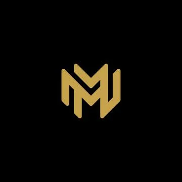 Unique modern creative elegant luxurious artistic black and gold color M initial Stock Illustration