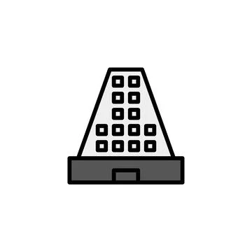 Unique modern icon for a pyramidal building design highlighting architectur.. Ilustración de archivo