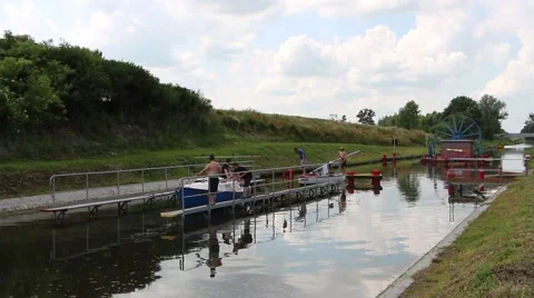 A unique monument of hydraulic engineering. The ramps on the Canal Elblag, Po Video stock 54465545