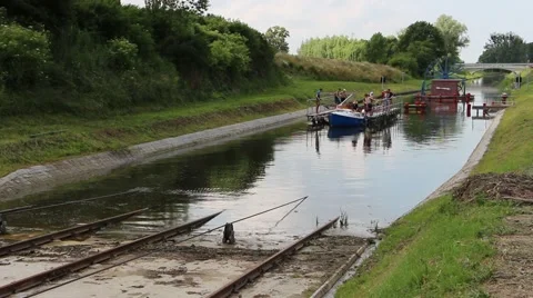 A unique monument of hydraulic engineering. The ramps on the Canal Elblag, Po Stock Footage 54466780