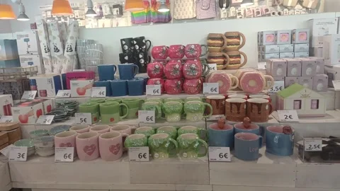 Unique mugs and modern accessories, July 5, 2026 Stock Footage 338297022
