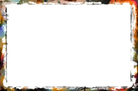 Unique multicolour border frame of artistic strokes of paint Stock Photos