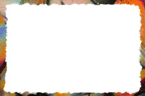 Unique multicolour border frame of artistic strokes of paint Stock Photos