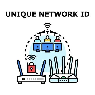 Unique network id concept for secure wireless connection Stock Illustration