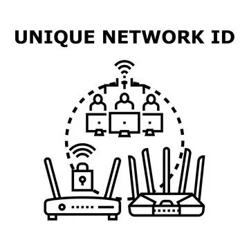 Unique network id concept for secure wireless connection Stock Illustration