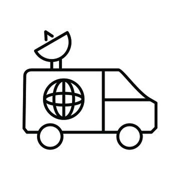 Unique News Van Vector Line Icon Illustrazione stock