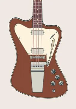 Unique Offset Body Guitar Illustrazione stock