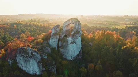 Unique Okiennik rock in Poland Stock Footage 113197635