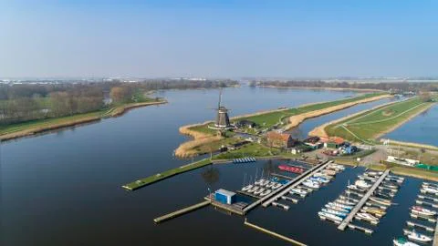 Unique old, authentic, real working Traditional Dutch windmills Stock Photos