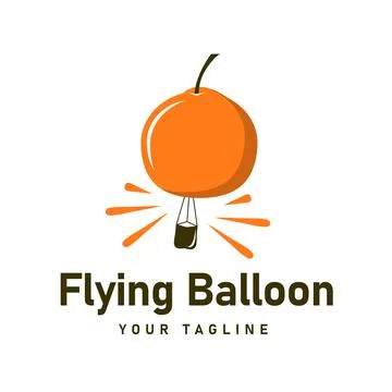 Unique orange orange fruit shaped balloon flying in the air illustration logo Stock Illustration