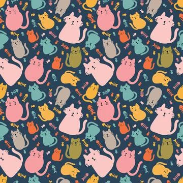 Unique pattern of cat cute animals Stock Illustration