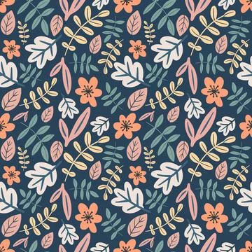 Unique pattern of flowers and leaf Stock Illustration