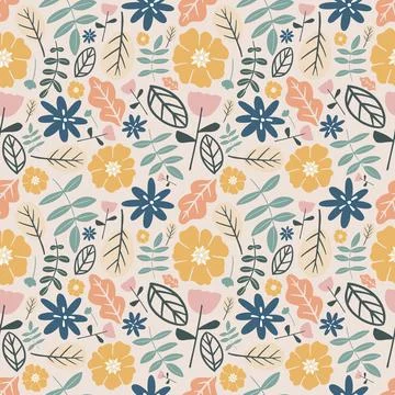 Unique pattern of flowers and leaf Stock Illustration