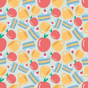 Unique pattern of food and cup Stock Illustration