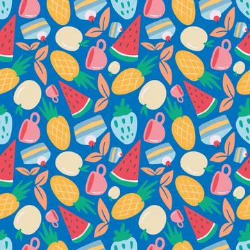 Unique pattern of food and cup Stock Illustration