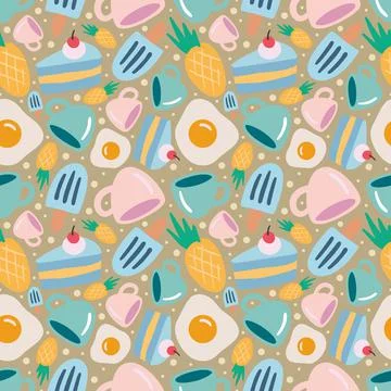 Unique pattern of food dessert Stock Illustration