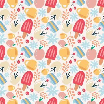 Unique pattern of food dessert Stock Illustration