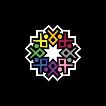 Unique pattern line rotate letter Y font people community foundation children Stock Illustration