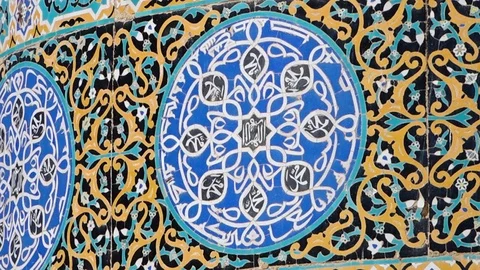 Unique patterns printed on a mosque Stock Footage 91284366