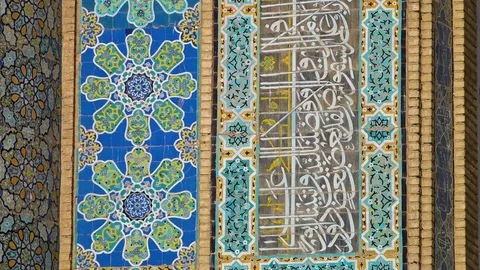Unique patterns printed on a mosque Stock Footage 91284814