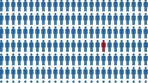 Unique person in the crowd , Crowd of people symbols increasing Stockbeeldmateriaal 145676453