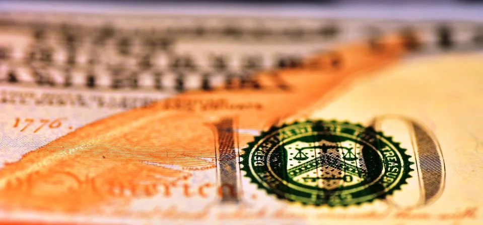 A unique perspective of the 100 USD note Stock Photos