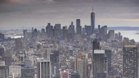 Unique Perspective of Downtown Manhattan New York City Stock Footage 151556680