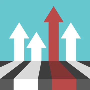 Unique perspective red arrow Stock Illustration